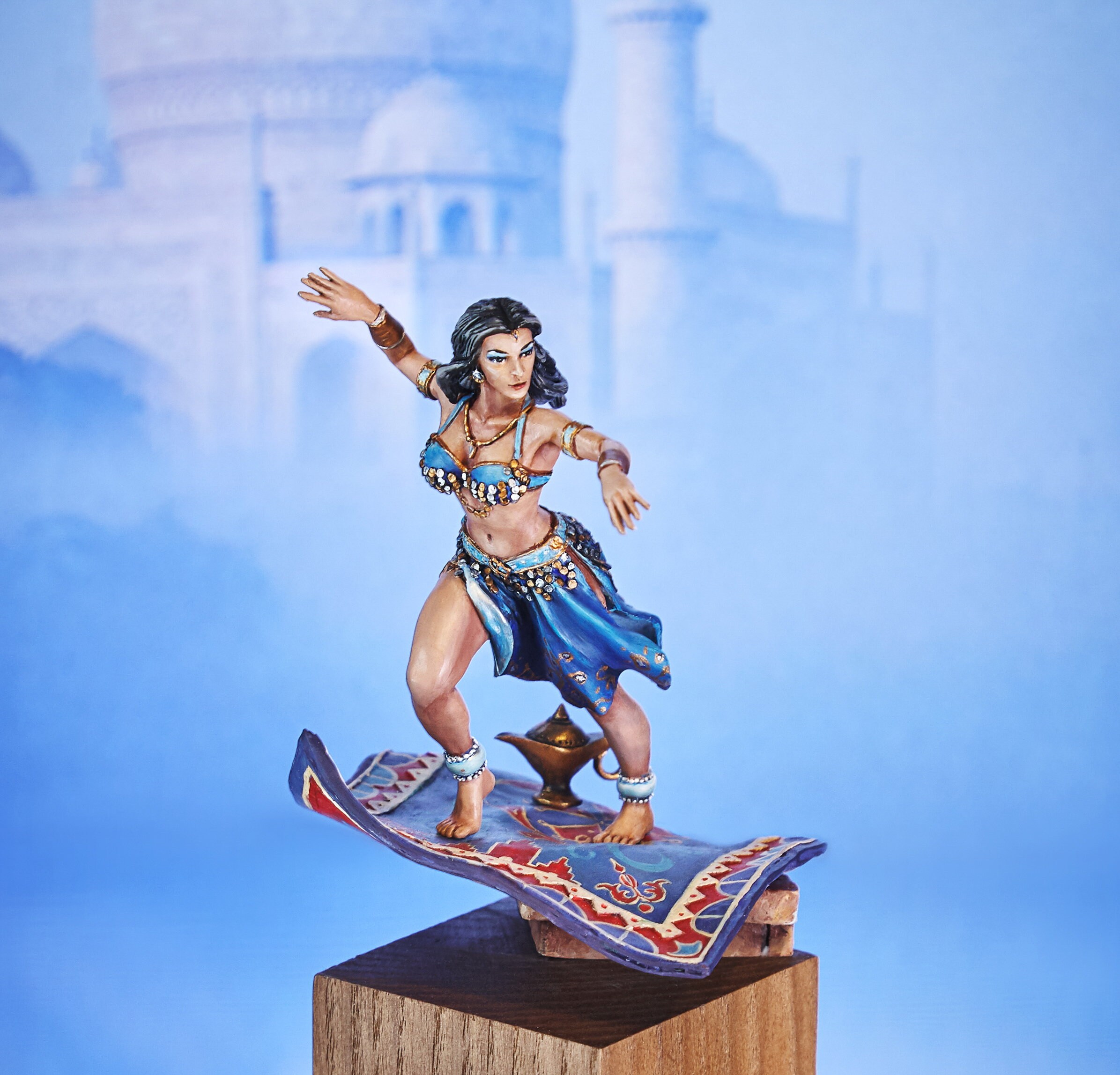 Sexy Arabian Woman on magic carpet, 75mm  Resin Kit Model , 1/24 scale Fantasy Erotic Sculpture Miniature Figure/Unassembled | Unpainted