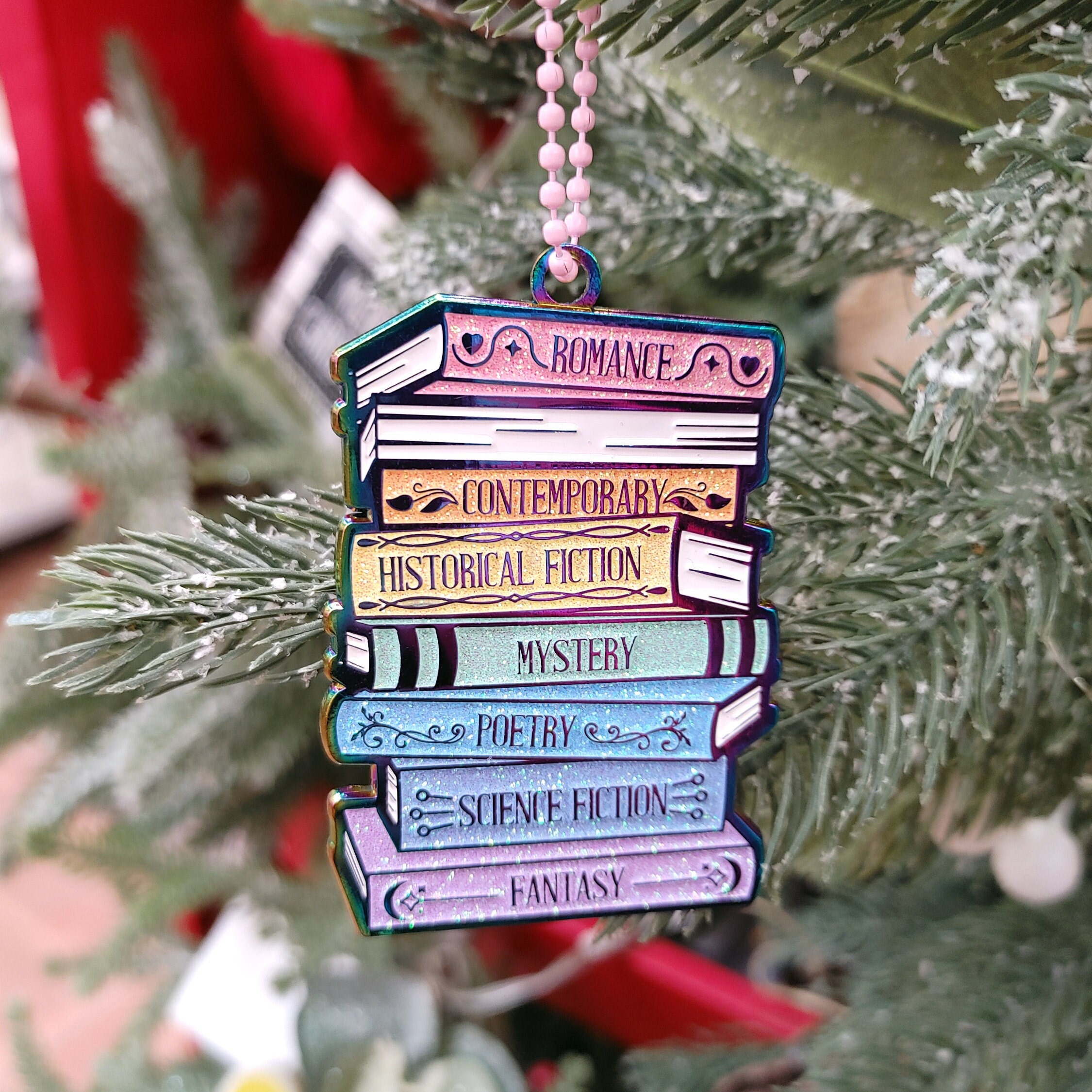 Rainbow Metal Book Stack Bookish Christmas Ornament | Book Lover ...