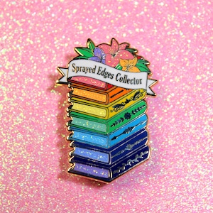 Sprayed edges books inspired bookish enamel pin