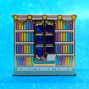 Reading Nook "Reading until midnight" sliding hard enamel pin  | Book lover | Bibliophile