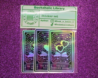 Romance Reader Tarot Card Sticker Pack – Holographic Bookish Vinyl Stickers for Book Lovers