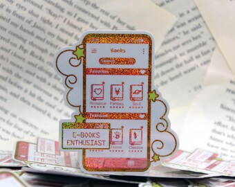 Pink E-Book Reader Sticker | Holographic Vinyl | Bookish Gift