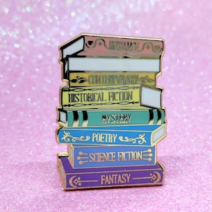 Book genres stack bookish enamel pin | Book lover | Bibliophile