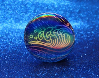 Hydrokinetic Ability Button Pin | Keeper of the Lost Cities Inspired Badge | Holographic Bookish Pin