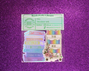Book Lover Sticker Pack | TBR Cart, Book Genre Stack, and Book Collector | Holographic and Mirror Vinyl Stickers