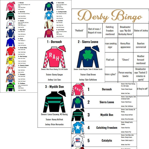 2024 Printable Kentucky Derby Roster & Bingo (Links included to download updates)