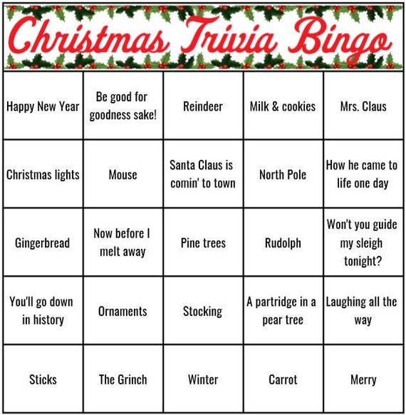 Christmas Trivia Bingo 2 Games of Different Difficulties | Etsy