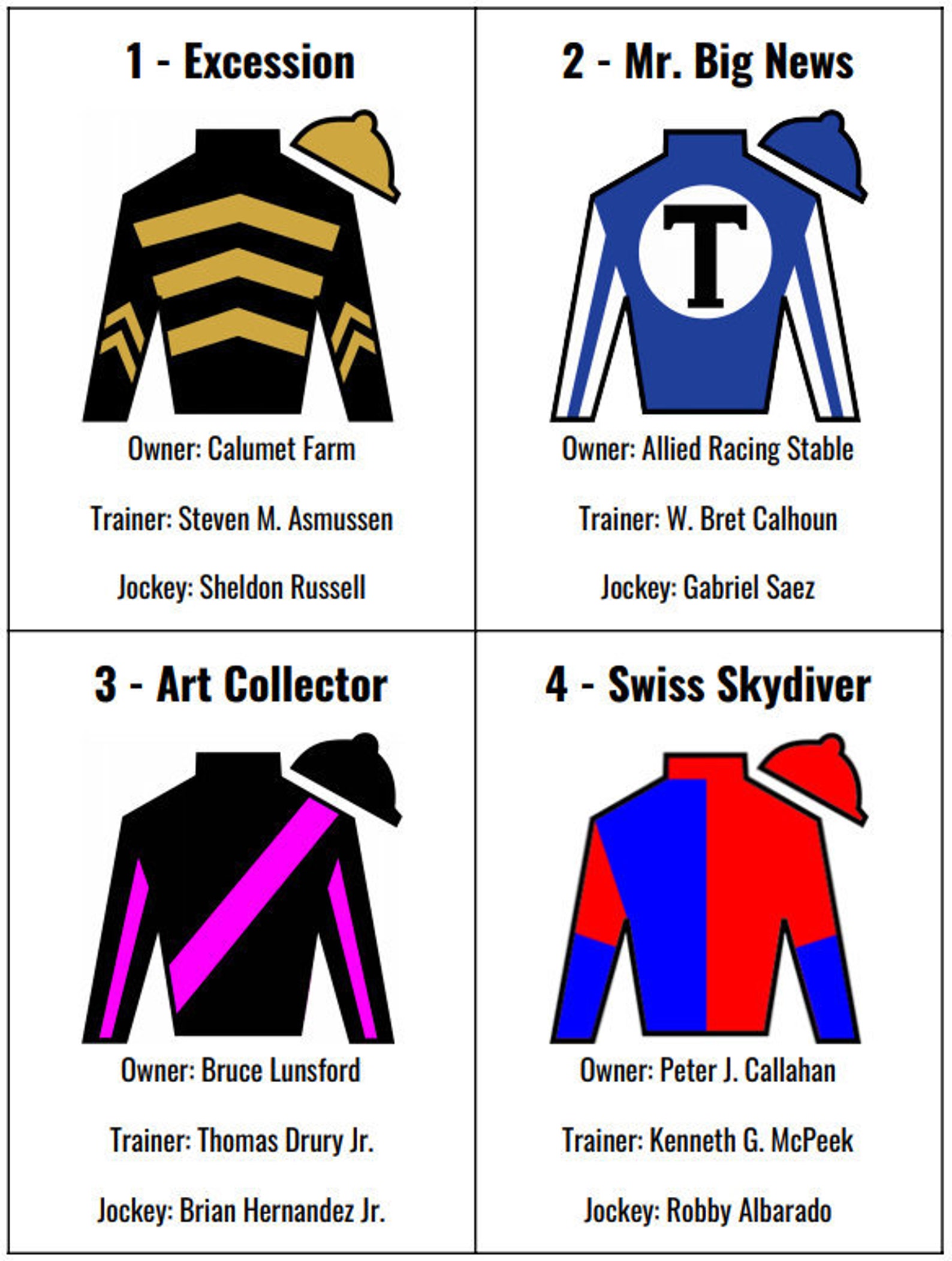 2020 Printable Preakness Roster With Silks Etsy 2020 Printable Preakness Roster With Silks Etsy