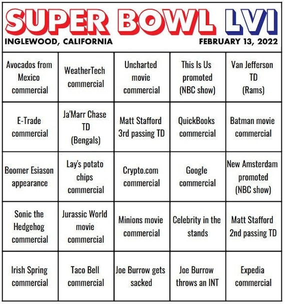 Bingo Super Bowl 2025 - Image to u