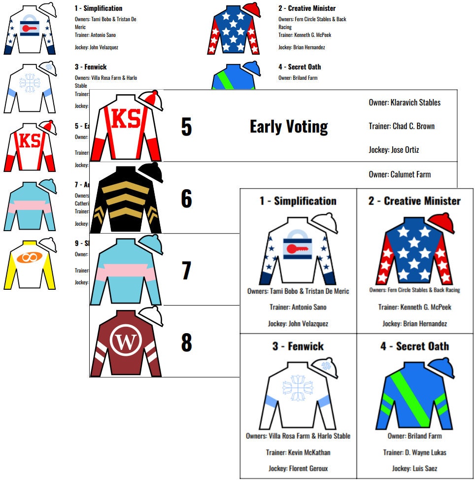 2022 Printable Preakness Roster With Silks Etsy