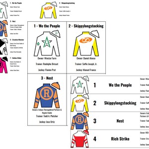2022 Printable Belmont Stakes Roster with Silks