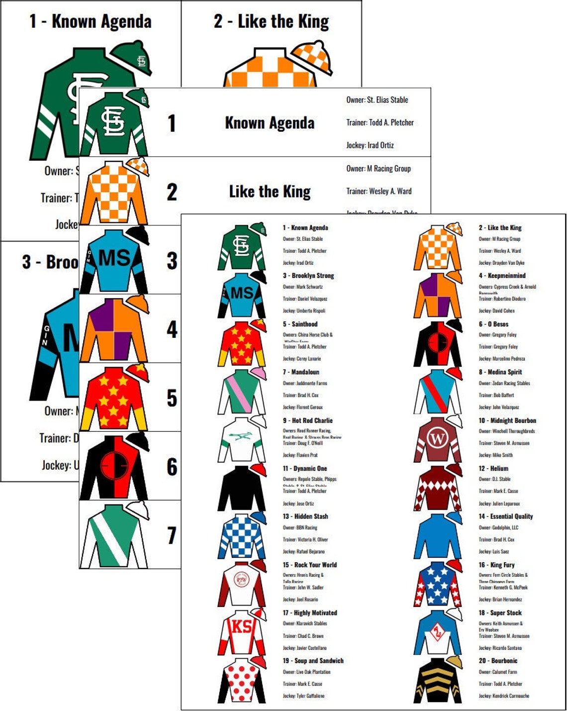 2021 Printable Kentucky Derby Roster Etsy