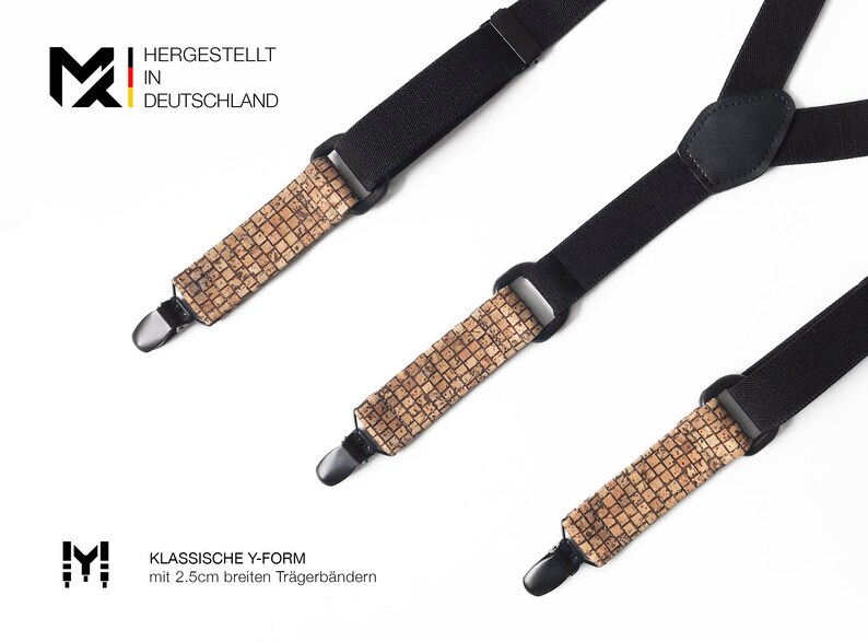 marriage men party Y-Shape birthday 100/% cork Made in Germany groom Gift for him MAY-TIE Suspenders Style: Wood Brown