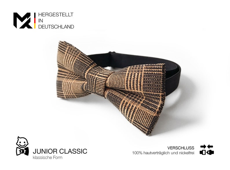 Junior Bow Tie /& 100/% Cork Insert MAY-TIE Set 4-12 years Style: Classic Check Cork fly pretied with hook closure