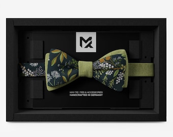 Men’s Bow Tie in Peace Silk Green Floral | Botanical Wedding Bow Tie | Handmade in Germany | Gift for Groom & Groomsmen