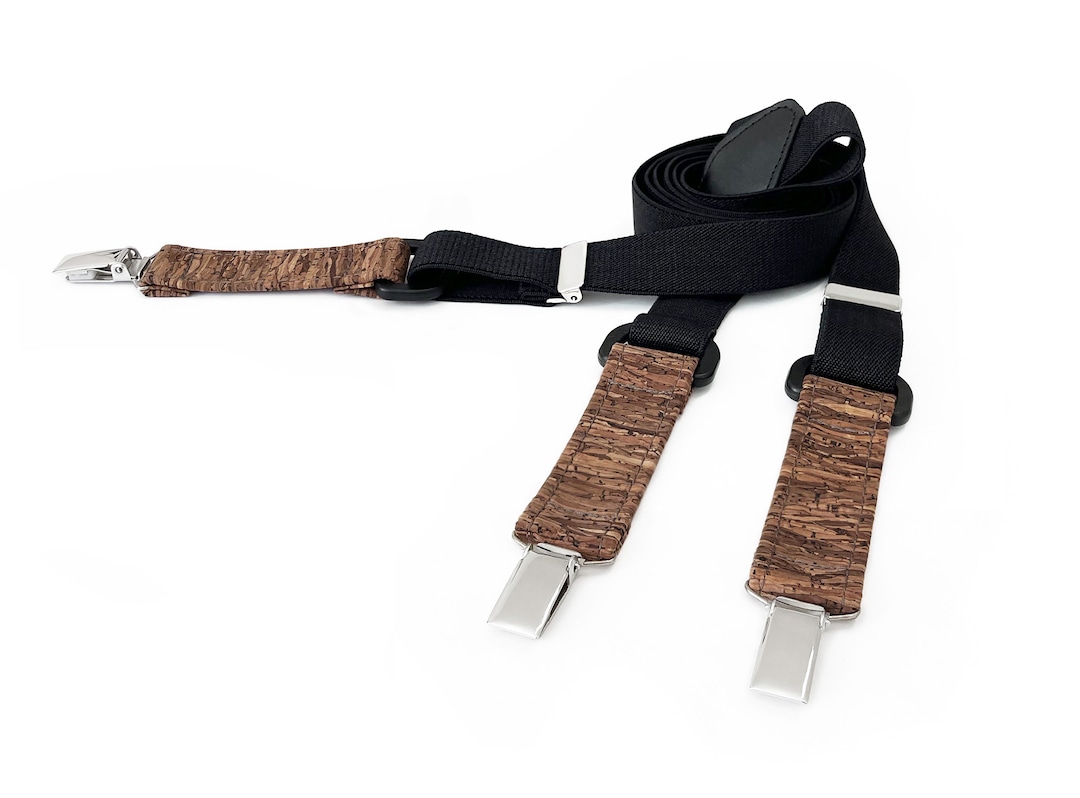 MAYTIE Cork Suspenders Iconic Yshape Black Style Wood Brown Etsy