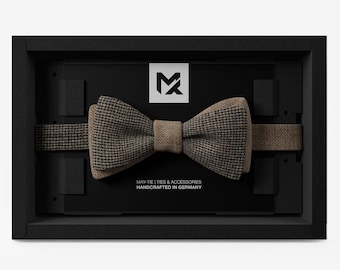 Men’s Bow Tie in Peace Silk Houndstooth Brown | Heritage Wedding Bow Tie | Handmade in Germany | Gift for Groom & Groomsmen