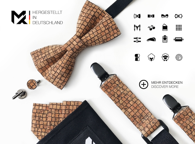 marriage men party Y-Shape birthday 100/% cork Made in Germany groom Gift for him MAY-TIE Suspenders Style: Wood Brown