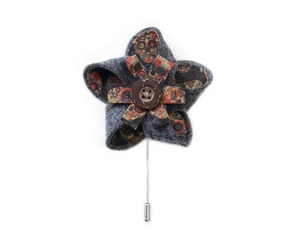 MAY-TIE new wool boutonniere | Classic | style: Black Skull