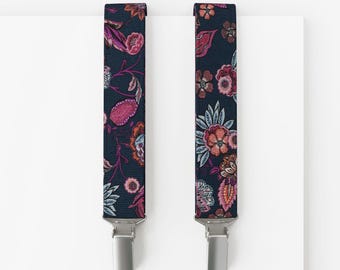 MAY-TIE Men’s Suspenders in Cotton | Blue Wildflowers Purple | Vegan | Classic Y-Shape