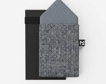 Pocket Square Melange Blue 2-in-1 | Linen & Peace Silk | Handmade in Germany | Wedding Gift for Men