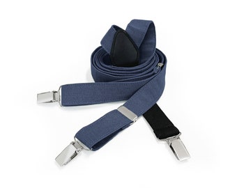 MAY-TIE linen suspenders | Classic Y-Shape | style: Denim Blue