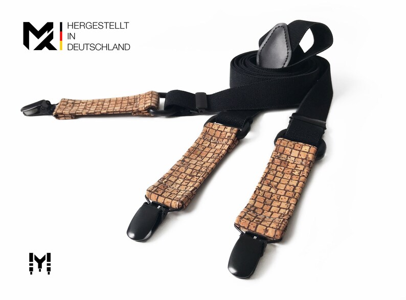 marriage men party Y-Shape birthday 100/% cork Made in Germany groom Gift for him MAY-TIE Suspenders Style: Wood Brown