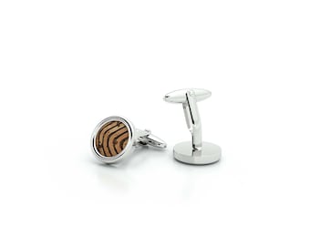 MAY-TIE Cufflinks made of Brass and Cork | Cambium Brown | Vegan | Classic, Round