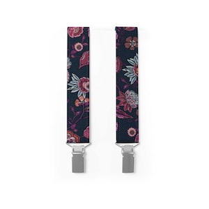 MAY-TIE Men’s Suspenders in Cotton | Blue Wildflowers Purple | Vegan | Classic Y-Shape
