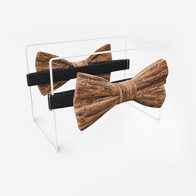 Men’s Cork Bow Tie Wood Brown | Vegan Rustic Bow Tie | Wedding Accessory | Handmade Gift for Groom & Groomsmen image 3