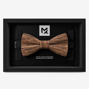 Men’s Cork Bow Tie Wood Brown | Vegan Rustic Bow Tie | Wedding Accessory | Handmade Gift for Groom & Groomsmen image 1
