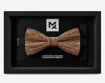 Men’s Cork Bow Tie Wood Brown | Vegan Rustic Bow Tie | Wedding Accessory | Handmade Gift for Groom & Groomsmen