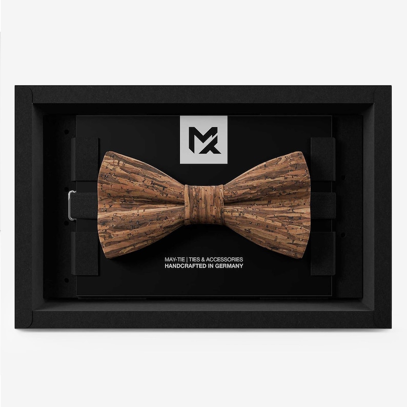 Men’s Cork Bow Tie Wood Brown | Vegan Rustic Bow Tie | Wedding Accessory | Handmade Gift for Groom & Groomsmen image 1