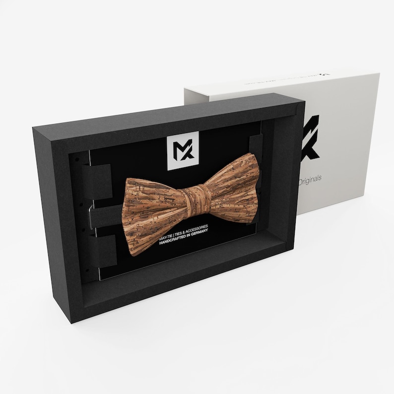 Men’s Cork Bow Tie Wood Brown | Vegan Rustic Bow Tie | Wedding Accessory | Handmade Gift for Groom & Groomsmen image 4