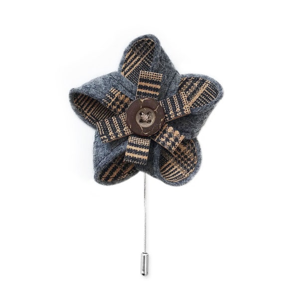 MAY-TIE Ansteckblume aus Schurwolle | Classic | Style: Classic Check Melange