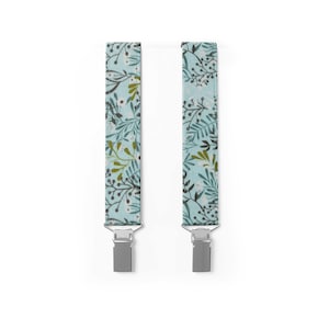 MAY-TIE Men’s Suspenders in Cotton | Eucalyptus Green Flowers | Vegan | Classic Y-Shape