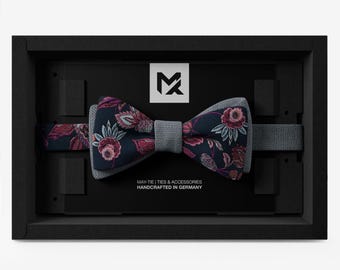 Men’s Bow Tie in Peace Silk Blue Lilac | Floral Wedding Bow Tie | Handmade in Germany | Gift for Groom & Groomsmen