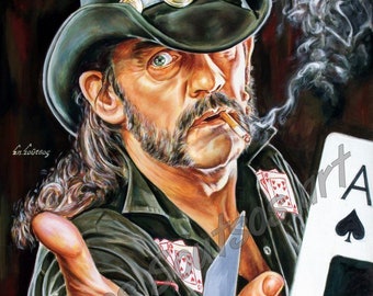 Lemmy Kilmister, Motorhead, Canvas Print, Wall Poster Art, original painting portrait
