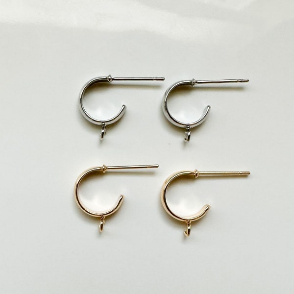 Hoop post earrings, earring findings for jewelry making, gold findings for earrings, jewelry earring findings