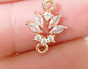 cubic zirconia connector charms for bracelet for women, cz charms for earrings gold earring components for jewelry making, dainty pendant