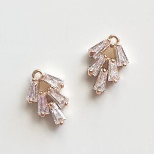 Gold small leaf cubic zirconia jewelry making charms, CZ pendant for crafts, diamond inspired jewelry finding charm, plant crystal 69
