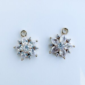 2/6 piece flower cubic zirconia charm for jewelry making, cz charms for earrings, earring charms cute, glass charms jewelry,