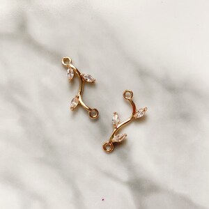 double connector charm, earring charms gold, earring findings for jewelry making, glass charms for bracelets, cubic zirconia charm B1