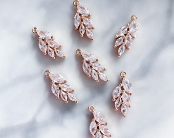 2/6/10 piece cubic zirconia charm, jewelry making supplies earrings, earring findings gold, leaf charm clay, connector charms,   70