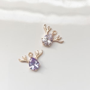 2/6 piece Antler charm, glass charms for jewelry making, earring charms gold