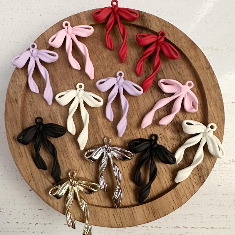 Flocked Bow Charms - Etsy