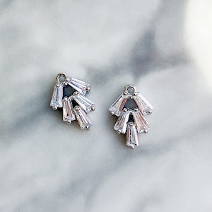silver charms for earrings, earring charms silver, earring findings silver, cubic zirconia charm, glass charm necklace,  69