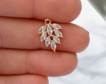 cubic zirconia necklace charms for women, cz charms gold dangle earring charms for jewelry making, pendant charms for necklace, DIY wedding