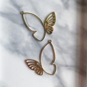 Butterfly charm for jewelry making, butterfly connector, gold charms for earrings, gold silver butterfly charm