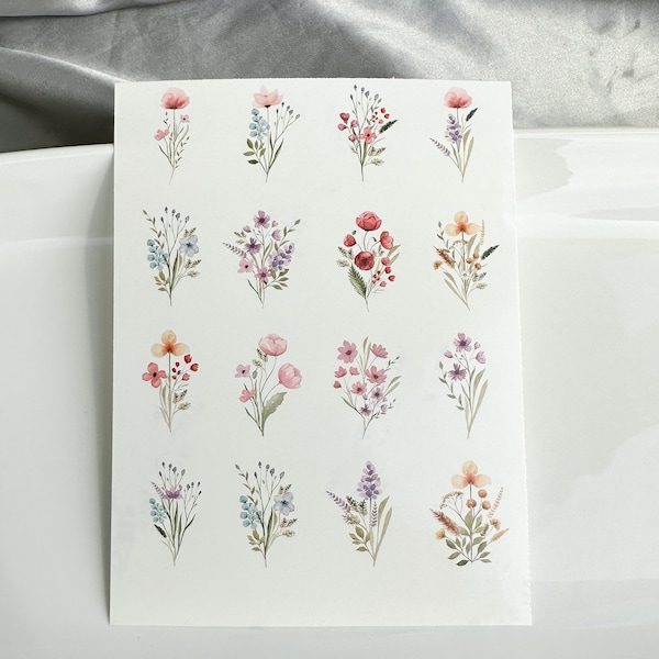 Flower Waterslide Decals, Flower Images for Tumblers, Image Transfers for Polymer Clay, Water Transfer Decals, Spring Image Transfer Sheets